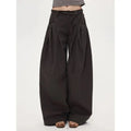 Women High Waist Wide Leg Pants 2025 Autumn Retro Cargo Wide Leg Pants Women's Curved Straight Floor Length Loose Casual Trouser
