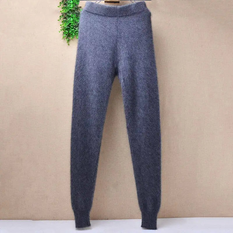 Women Female Male Fashion Hairy Soft Warm Mink Cashmere Knitted Underwear Trousers Pants For Autumn Winter Angora Fur Clothing