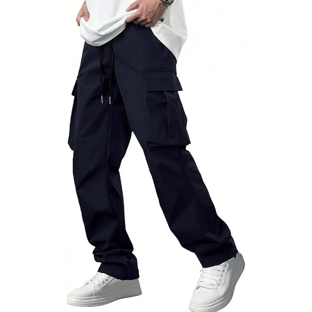 New Men's Workwear Pants, European and American Men's Loose Straight Casual Pants, Men's Workwear Pocket Pants