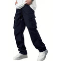 New Men's Workwear Pants, European and American Men's Loose Straight Casual Pants, Men's Workwear Pocket Pants