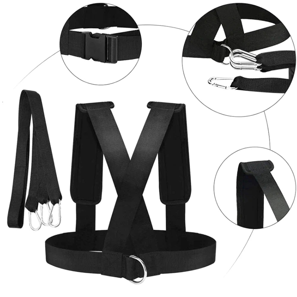 Sled Pulling Harness, Tire Pulling Harness with Pull Strap Resistance Training, Adjustable Padded Shoulder Strap Harness Trainer