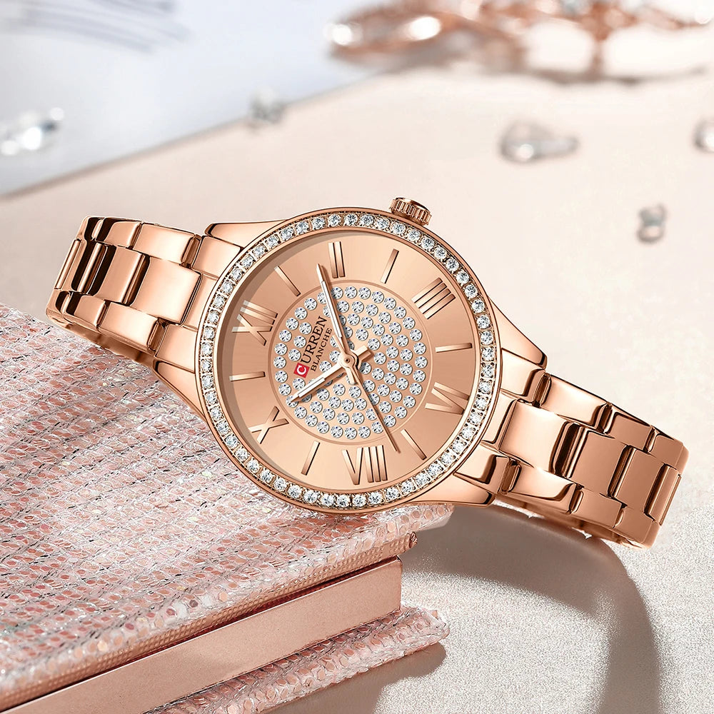 CURREN 9084 Women Watches Luxury Fashion Quartz Ladies WristWatch Stainless Steel Waterproof Girls Clock Gift Relogio Feminino