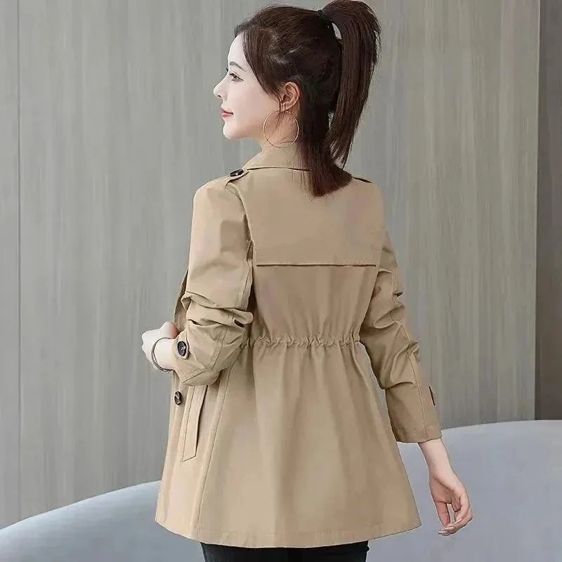 New Women's Trench Coats Spring Autumn Jackets Lined Casual Coat Suit Collar Women Korean Fashion Women's Jacket 2025 Slim Pink