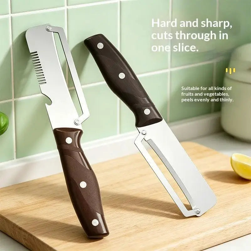 Kitchen Essentials 3-in-1 Peeler Knife with Serrated Edge and Integrated Opener for Daily Cooking