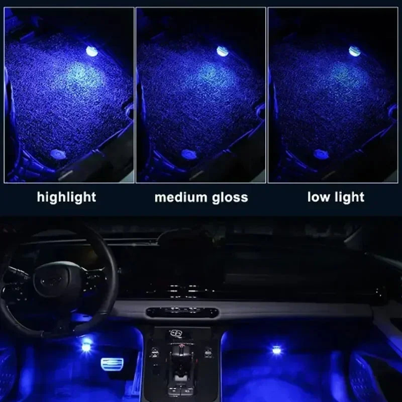 LED Car Interior Ambient Light Decoration Wireless Adhesive Bicycle Tail Auto Roof Foot Atmosphere Lamp Diamond Diving Lights
