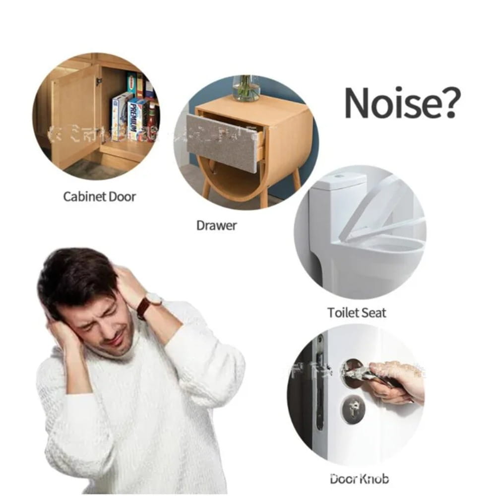 L’image montre un homme portant un pull blanc à manches longues, accompagné de pare-chocs d’armoire en silicone, lot de 100.