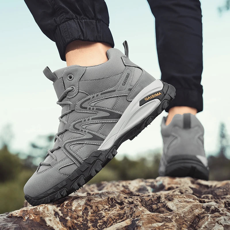 Men's Hiking Boots High Top Trekking Sneakers For Men Platform Camping Sports Shoes Outdoor Breathable Non-slip Climbing Shoes