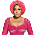 Nigerian Wedding Geles African Headtie Auto Gele Turbans For Women Aso Oke Fabric Muslim Headwear Headpiece Female Head Wraps