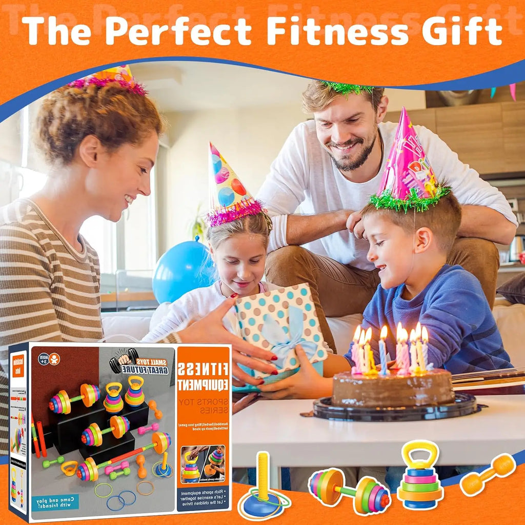 Kids Workout Equipment Adjustable Weight Toy Equipment for Children Pretend Play Exercise, Toddler Beginner Gym Fitness for Gift