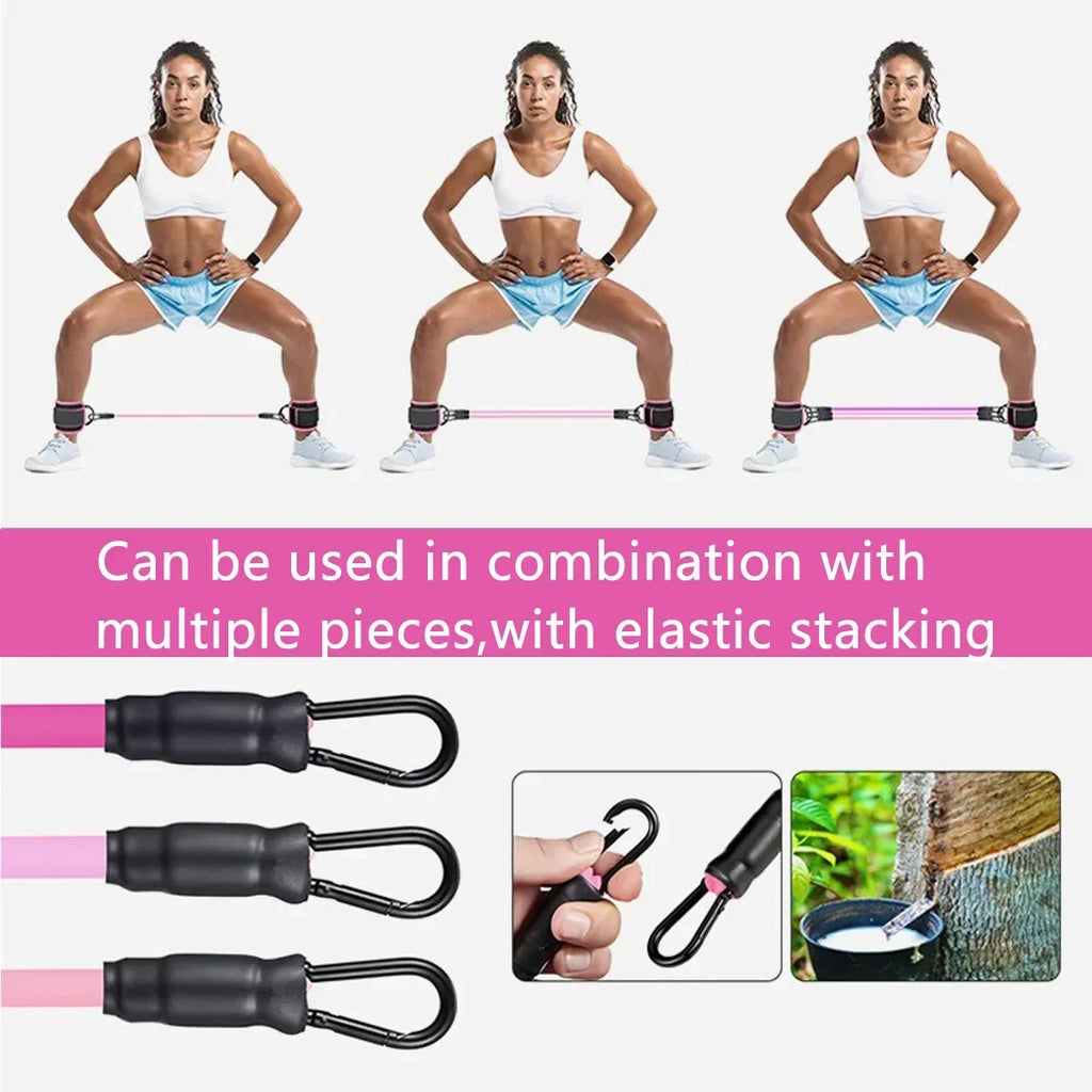 Resistance Band Set with Ankle Straps, Elastic Workout Fitness Bands for Home Gym Yoga Training, Suitable for Men & Women