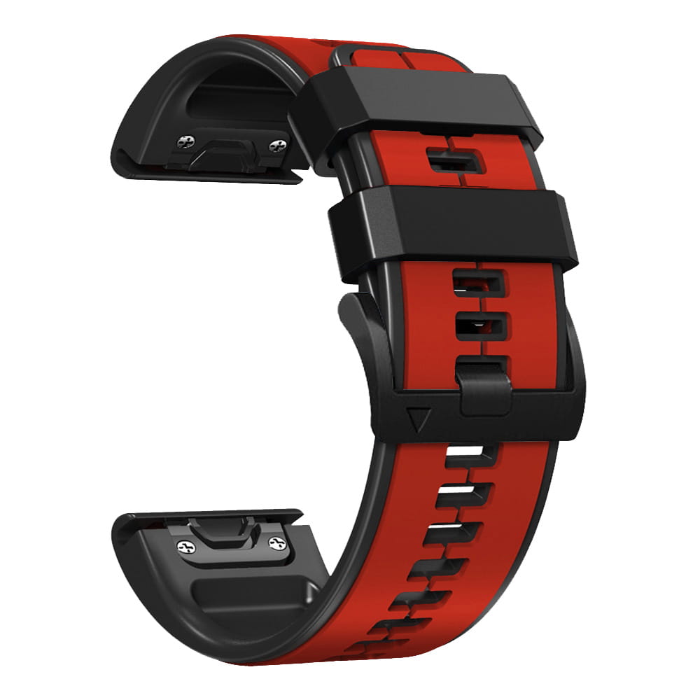 Rotes und schwarzes Silikonarmband für Garmin Fenix mit sportlichem, strukturiertem Design, geeignet für Garmin Forerunner-Modelle