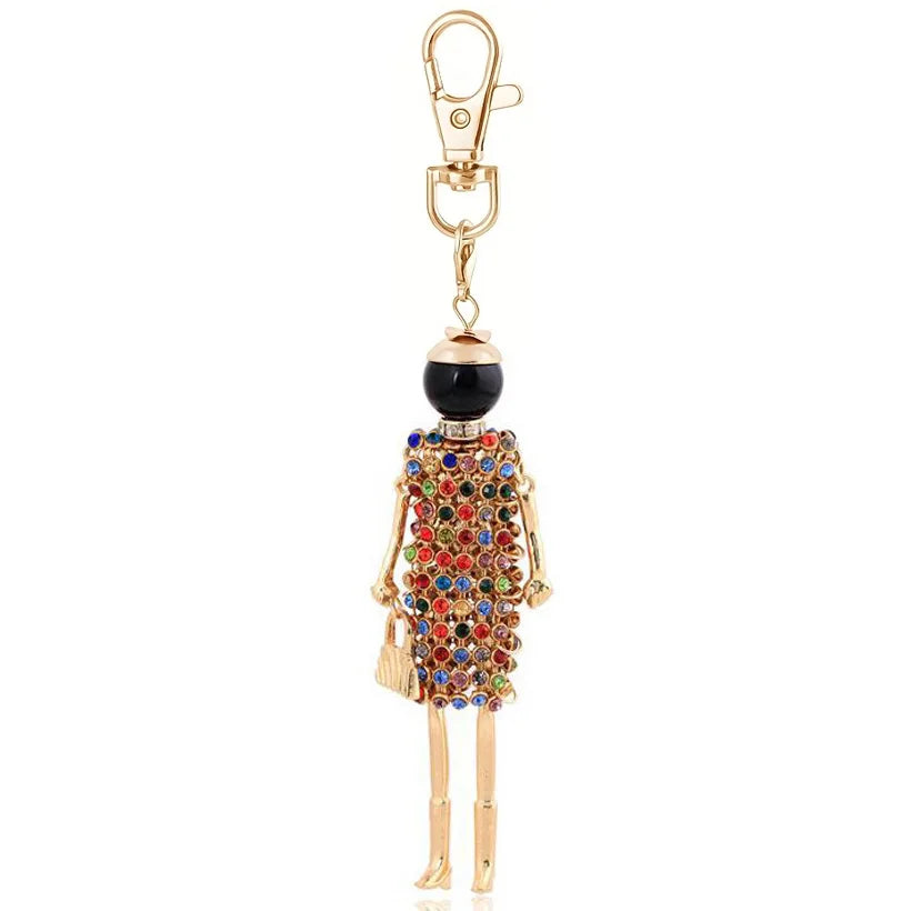 Keychain Cute Doll Car Key Women Bag Pendant Rhinestone Key Chain Holder Friend Christmas Wholesale