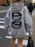 Women Clothing Hoodies Sexy Lips Print New in Hoodies & Sweatshirts Cheap Clothes Out Door Women Clothes Pullover Street Style