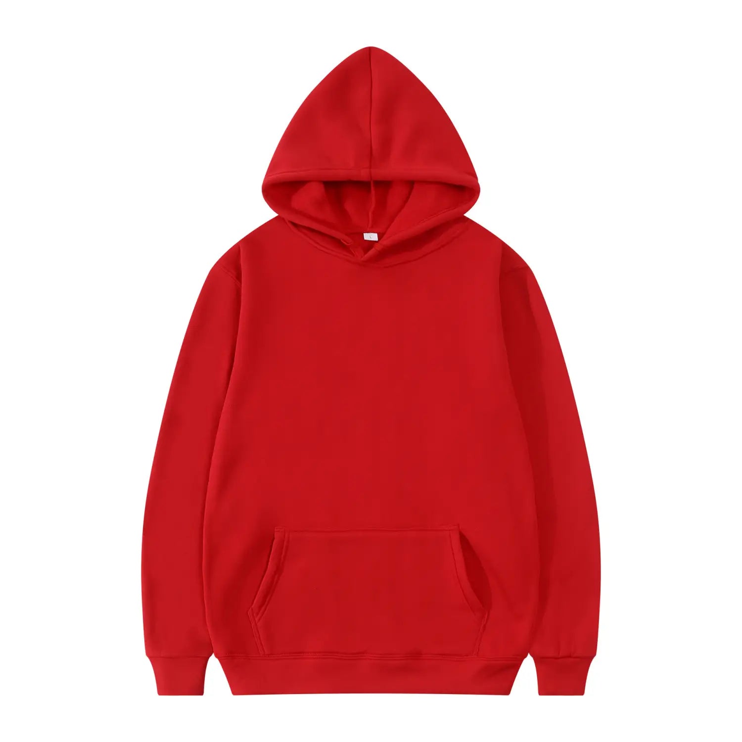 Sudadera con capucha informal para hombre para uso casual, color rojo sólido, con bolsillo frontal y puños acanalados.