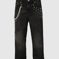 2025 New men's denim European and American street fashion Instagram hot item elastic stacked denim straight leg pants