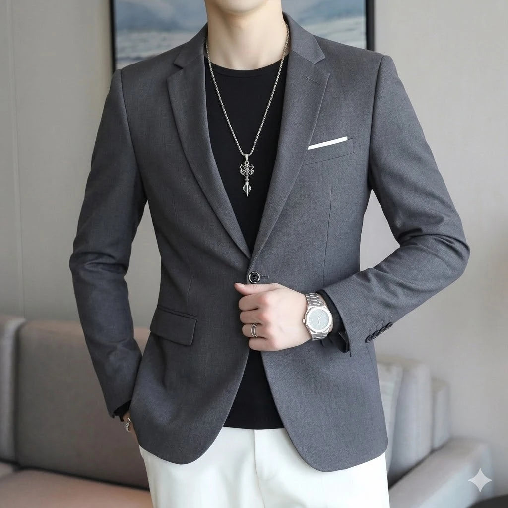 Men's Slim Fit Blazer 18 Colors Casual Business Suit Jacket One Button Notched Lapel Formal Dress Blazer for Wedding Party W
