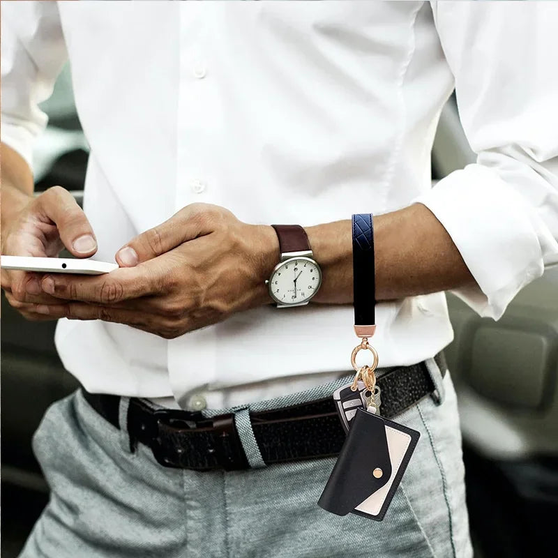 PU Microfiber Leather Wallet Wristlet Carabiner for Keys Universal Creative Car Keys Keychain Luxury Men Women Gifts Accessories