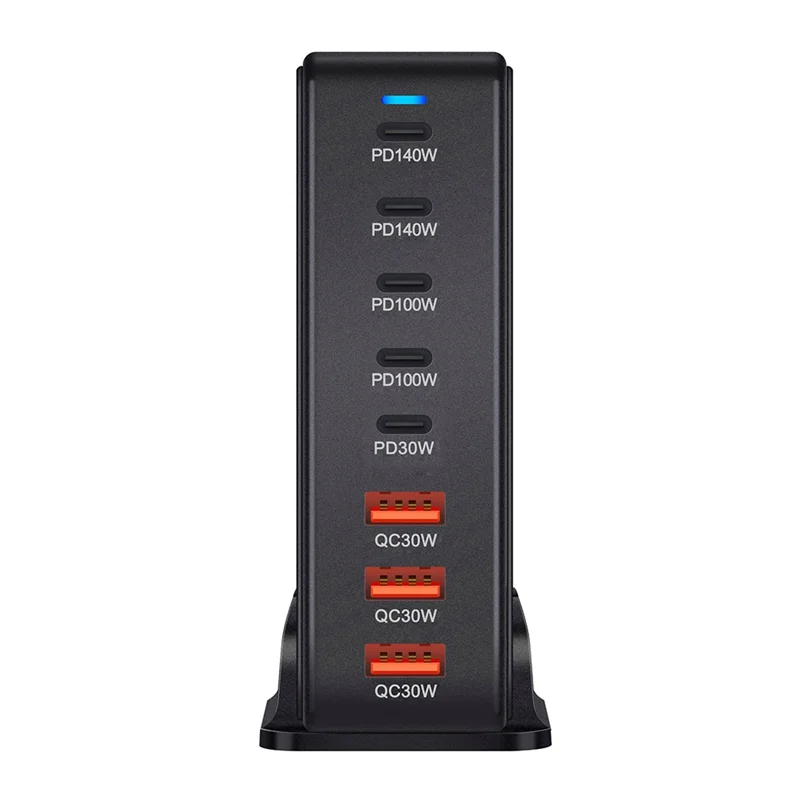 FULL-Fast Charging 600W Desktop Gan Quick PD Charger 8 Ports USB Type C Mobile Phone Laptop PC Charging Dock Stand
