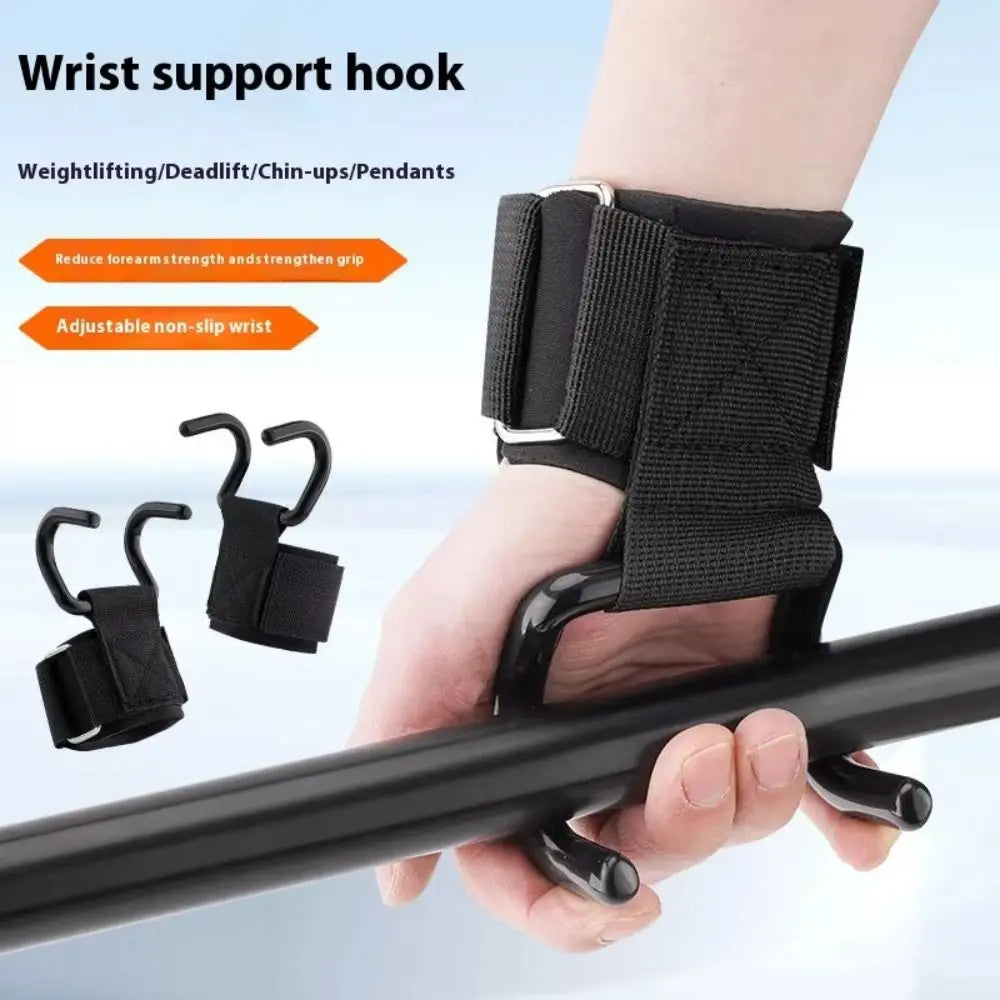 2Pcs Adjustable Grips Weight Lifting Hooks Black Wrist Strength Workout Weightlifting Straps Fitness Accessories Fitness Hooks