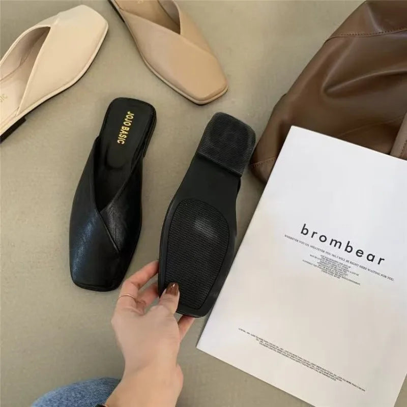 Sandals Female Slippers Women Fashion Flat Casual Mules Square Toe Sandals Women Flat Outdoor Walking Slides Zapatillas