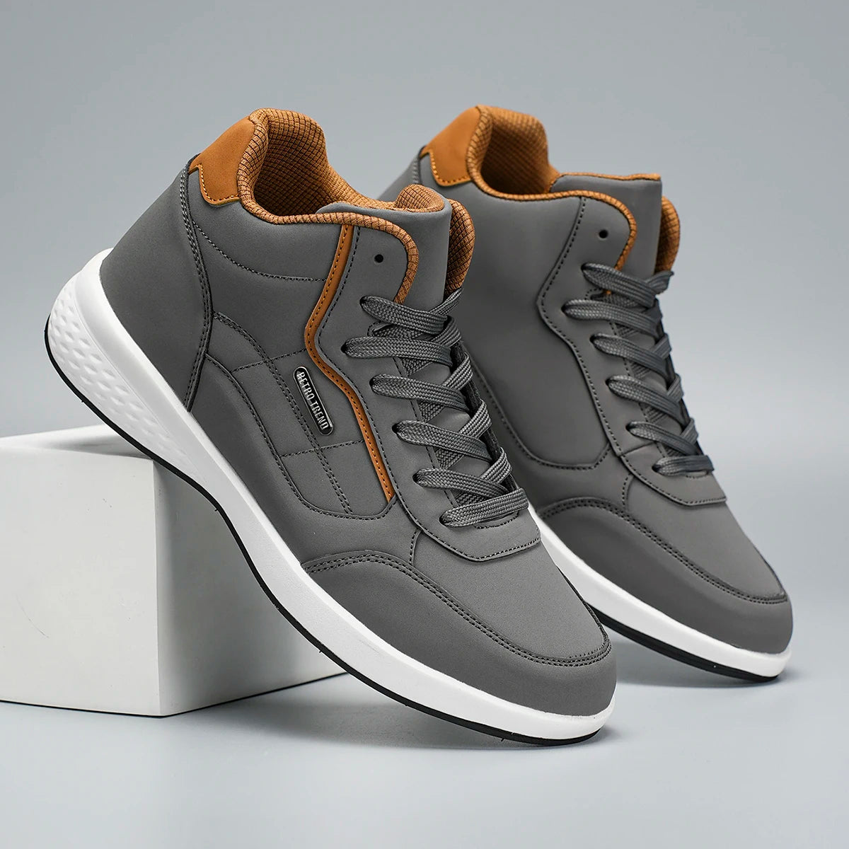 New Shoes for Men High Top Leather Sneaker Waterproof Casual Comfortable Men's Sneakers Lace Up Footwear Vulcanized Man Shoes