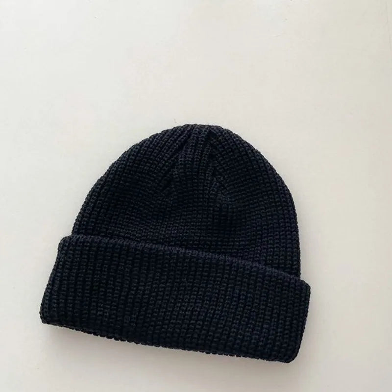 Knitted Hat for Men & Women Caps Wool Fashion Simple Warm Trend Beanies Solid Autumn Winter Beanie Cap Trendy Style