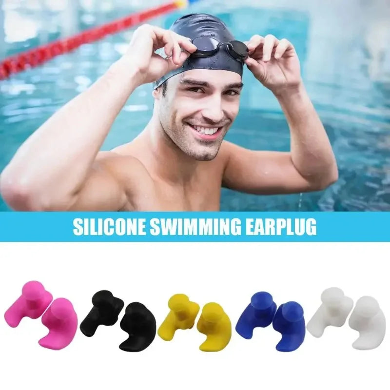 1 Pair Waterproof Silicone Earplugs - Soft Portable Swimming Accessories with Delicate Texture