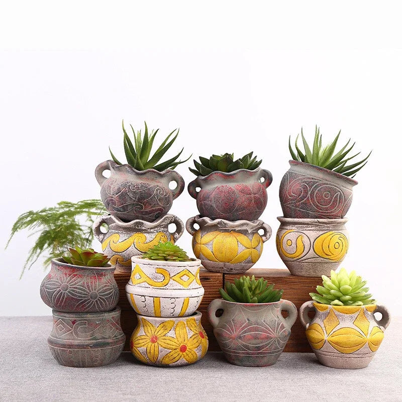 Cute Ceramic Succulent Garden Pots Planter with Drainage Flower Pot Small Plant Cactus Herbs Planter Indoor Garden Decoration