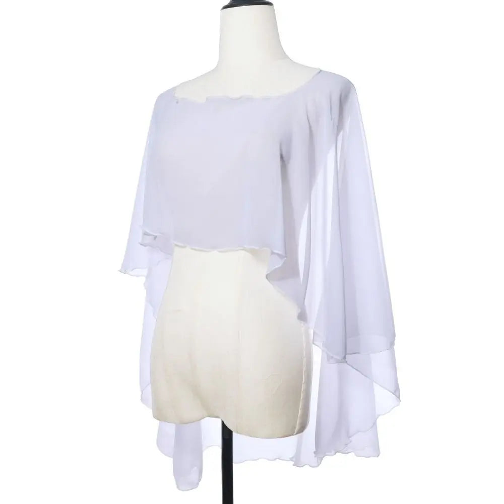 New Fashion Soft Wedding Capes Long Solid Color Chiffon Shrug Sunscreen Wraps Womens Ladies