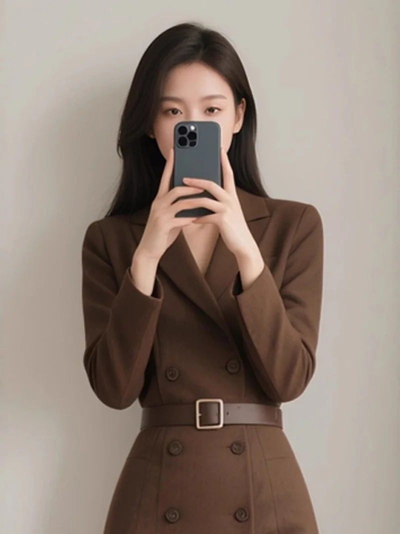 Women's Office Professional Suit Dress Spring Autumn Fashion Elegant Dress Business Work Commute Wear J055