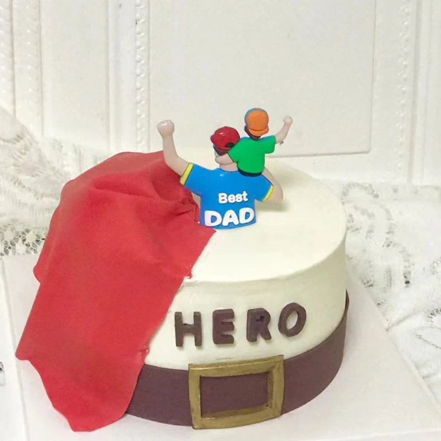 Father's Day Cake Decoration Plugin Good Dad Hug Boy Ornament You Are My Superhero Dad Birthday Baking Decoration