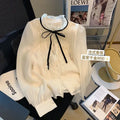 French Chic Design Shirts Lace Bow Tie Women Blouses High-end Spring Autumn Long Sleeve Tops Single-breasted Office Lady Shirt