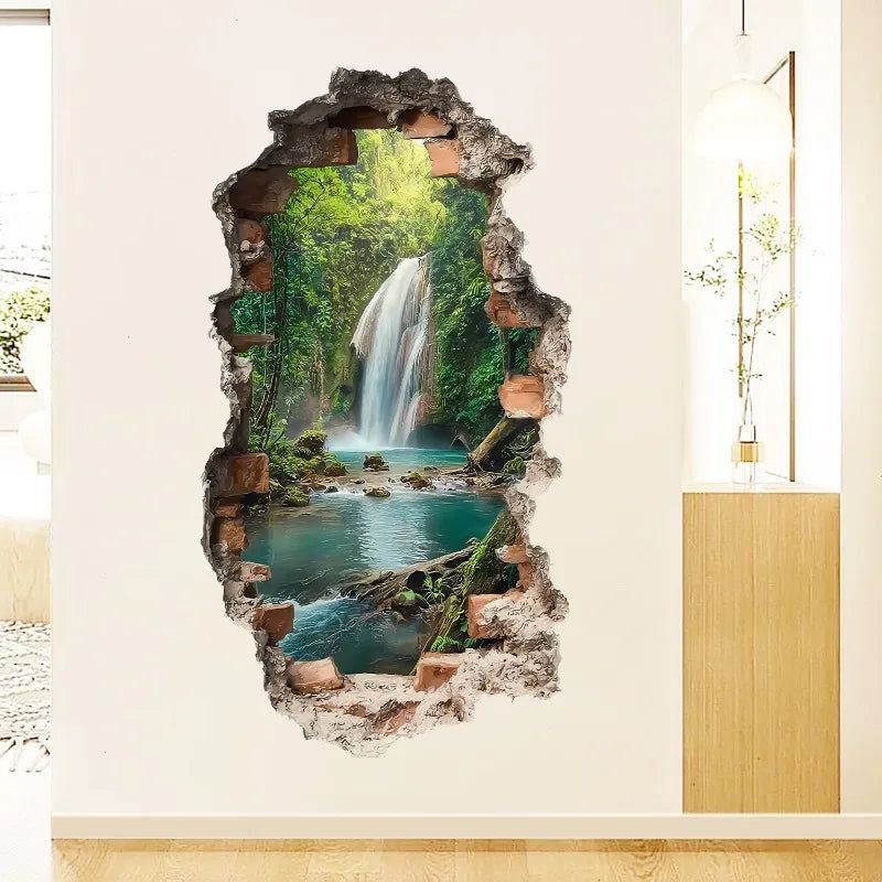 Creative Imitation 3D Landscape Wall Sticker Self-adhesive Wall Decoration for Living Room Bedroom Home Background