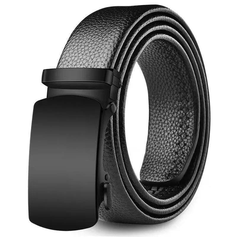 Ceinture en cuir noir avec une boucle automatique noire mate fabriquée en matériau PU pour l’usage de ceinture pour hommes