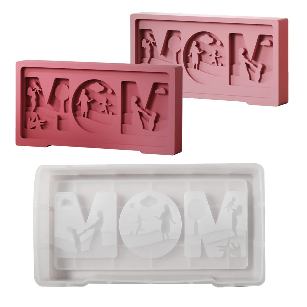 Mother's Day MOM Letters Relief Making Mold Mother and Child Background Plaster Ornament Diy Drip Moulds