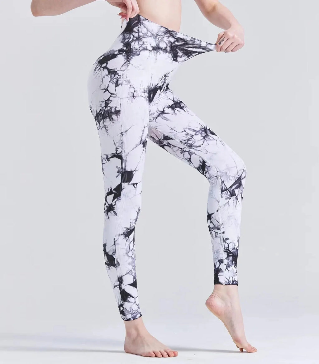 Women Tiedye Gym Leggings Push Up Seamless Yoga Pant Scrunch Sports Fitness Tights High Waist Workout Training Leggins Wholeasle