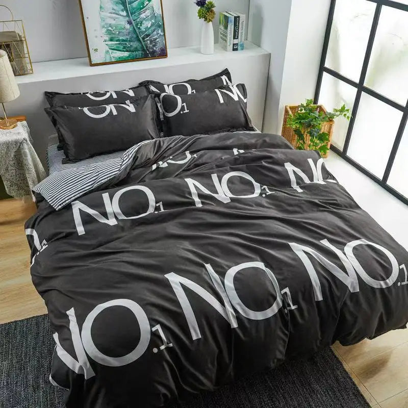 Bed Linen 2 Bedroom Four-piece Washed-cotton Bed Sheets Pillowcases Comforter Bedding Set Student Dormitory Three-piece Cover