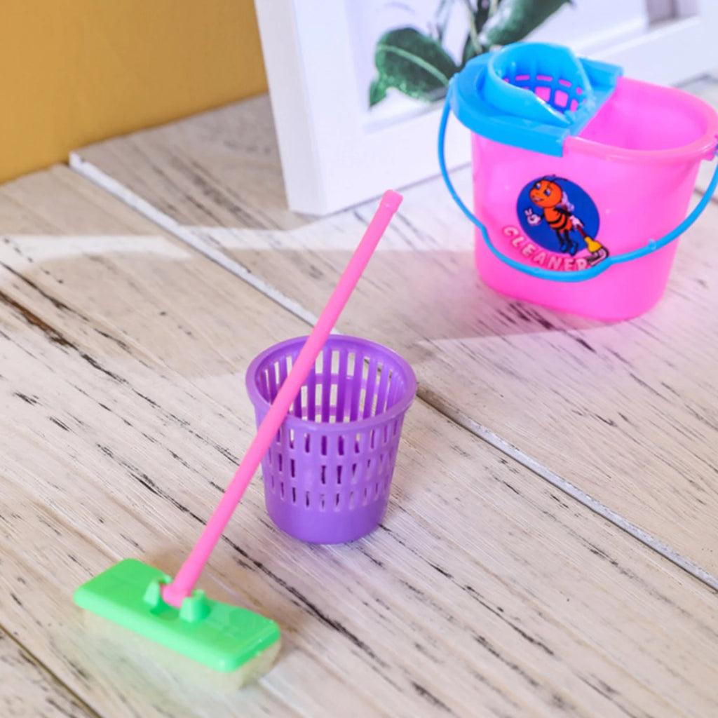 Kitchen Home Cleaning Broom Toy Bright Colors Odorless Cleaning Toy Set for Helping Children Learn about Cleaning Tools