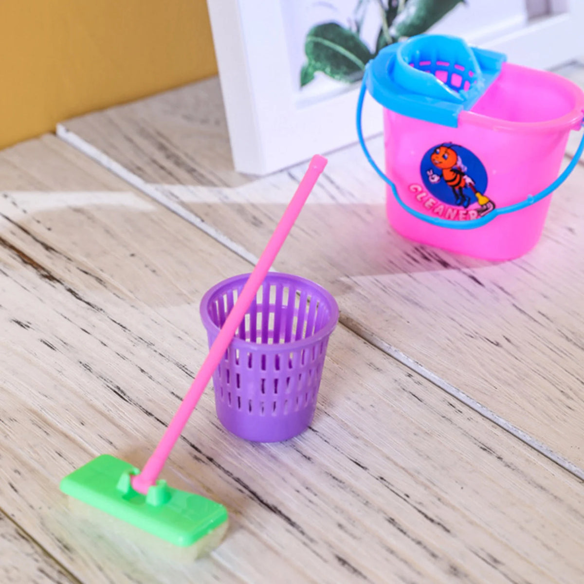 Kitchen Home Cleaning Broom Toy Bright Colors Odorless Cleaning Toy Set for Helping Children Learn about Cleaning Tools