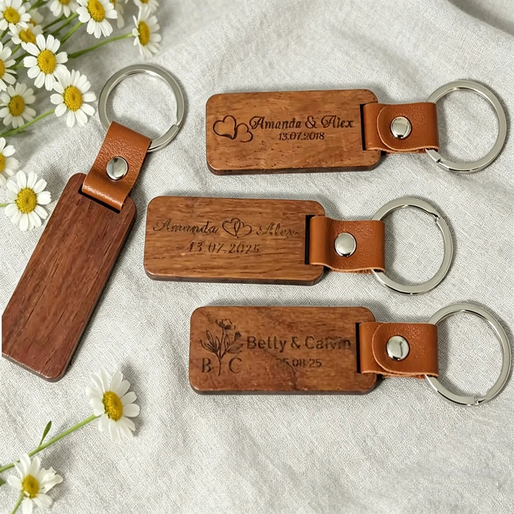 5/20/50Pcs Personalized Engraved Wood Key Chain - Custom Keychain Gift for Home Car Office, Birthday Anniversary Small Business