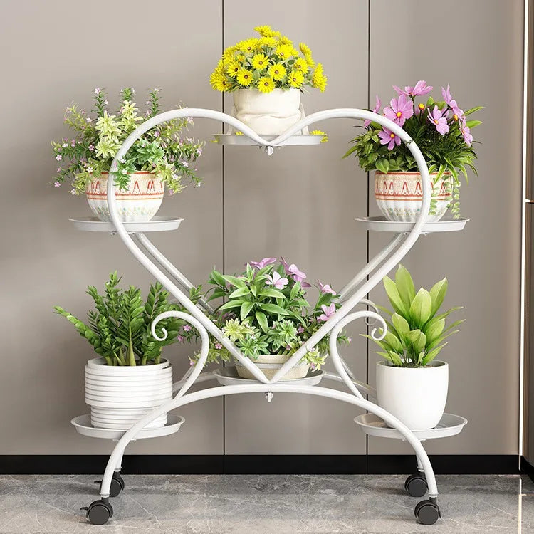 5/6/9 Pots Metal Plant Stand Flower Pot Display Rack Planter Shelves Indoor Storage Shelf For Home Balcony Living Room Garden