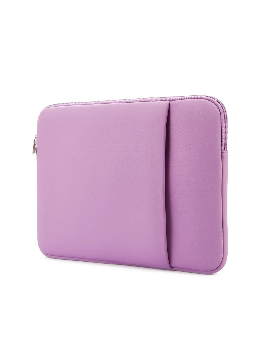 Eine elegante, fliederfarbene multifunktionale Neopren-Laptoptasche mit glattem, soft-touch Material und dezentem Reißverschlussverschluss, ausgelegt für Laptops von 11 bis 17 Zoll.