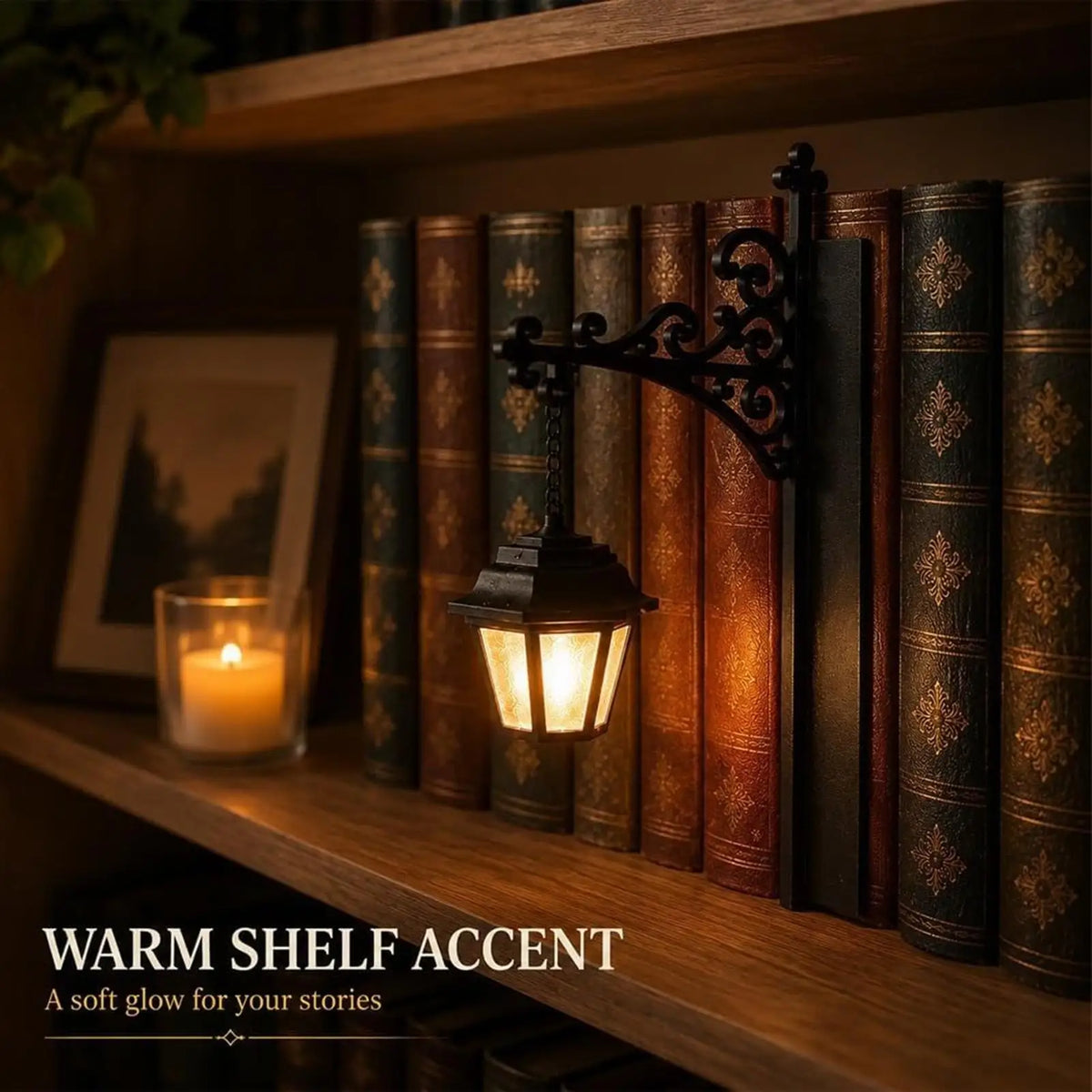 Vintage Bookshelf Lamp Library Lantern Light Library Lantern Bookshelf Light Reading Nook Led Night Lamp Decorative for Home