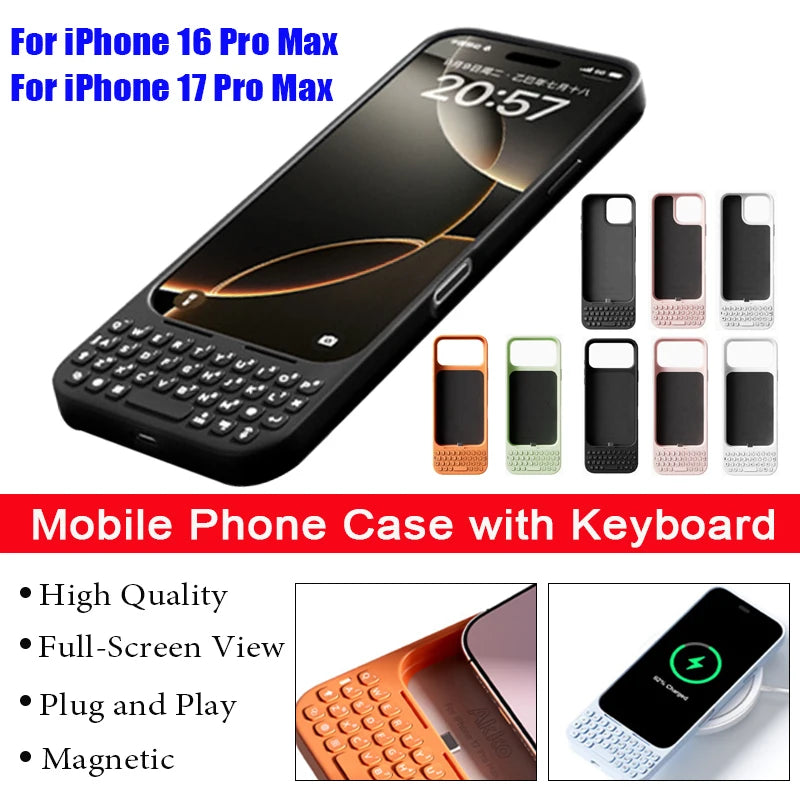 Mobile Phone Case with Keyboard Magnetic Suction All-in-One Phone Case Wired External Keyboard For iPhone 16 Pro Max 17 Pro Max
