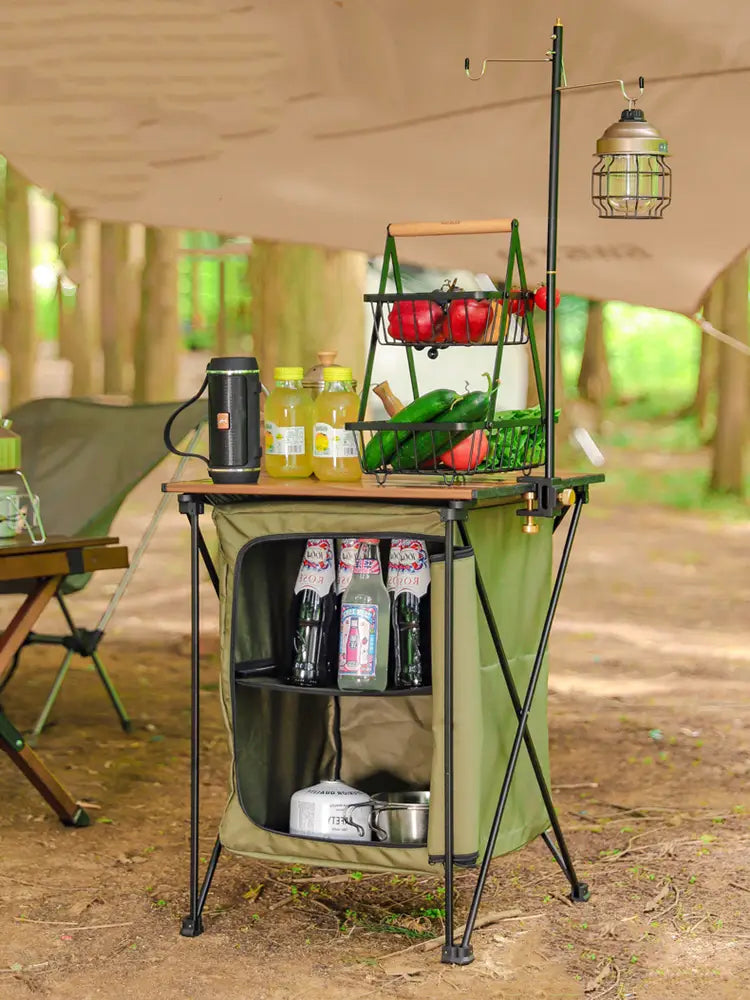 Outdoor Camping Folding Storage Cabinet – Portable, Multifunctional Aluminium Alloy Dual-Purpose Table and Cabinet for Camping