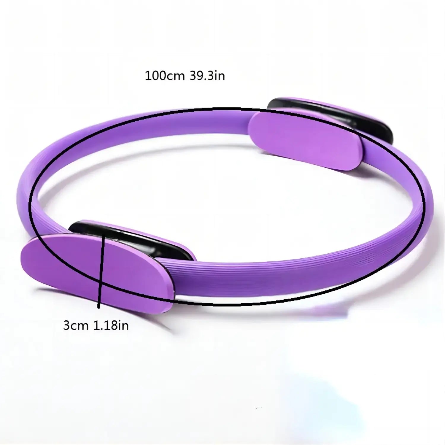 Purple pilates ring with black magnetic clasps from a 5-piece pilates ring and resistance band set for strength and flexibility exercises.