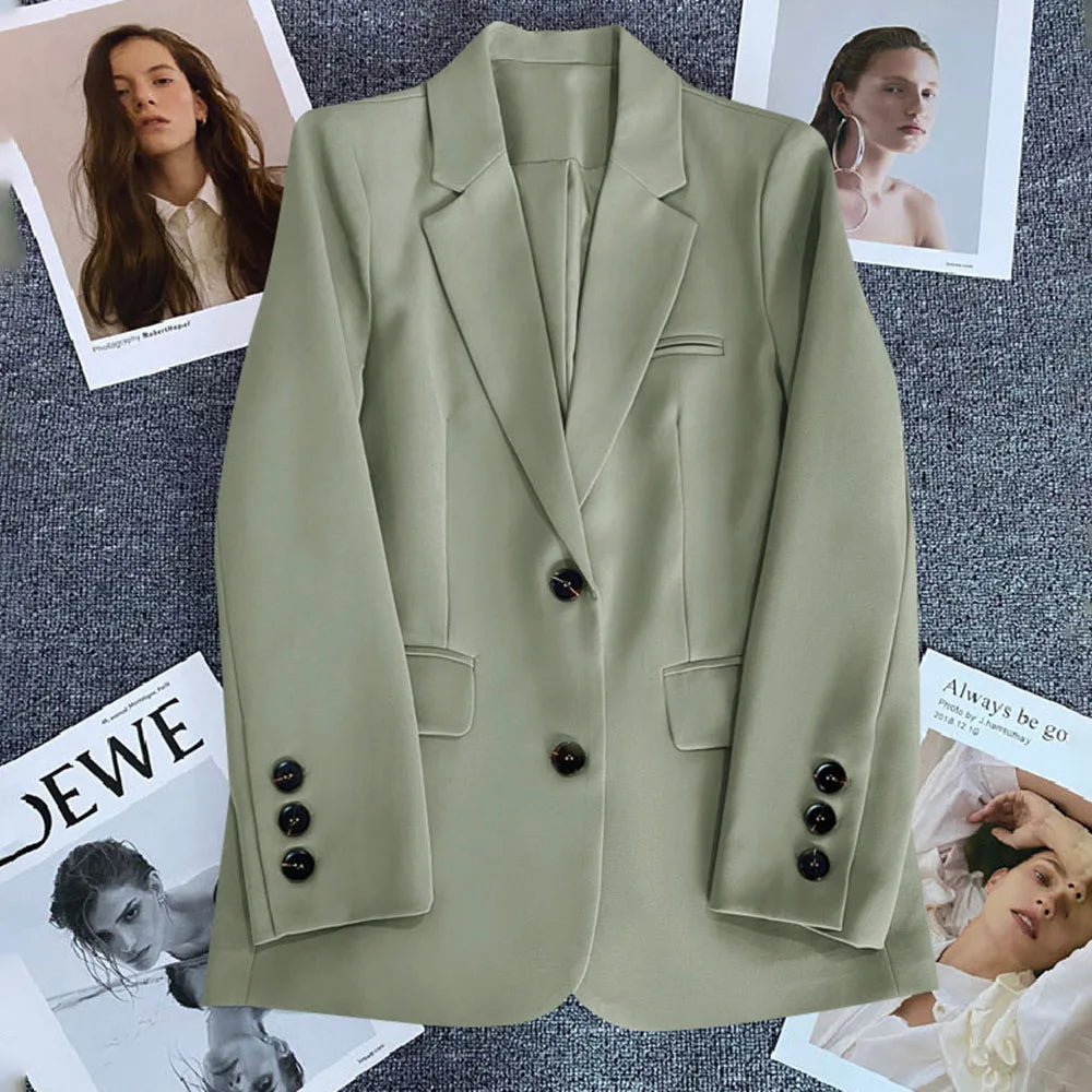 Elegant Office Lady Blazer Woman 2023 Fashion Long Sleeve Single Button Blazers New In Coats And Jackets Clothing Outerwears