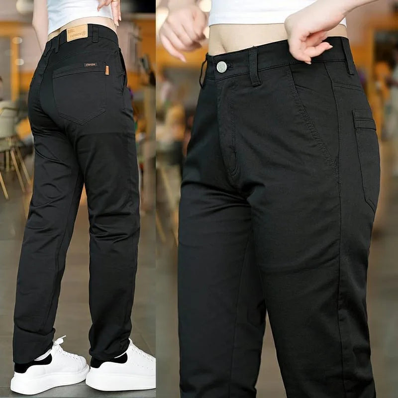 Men's Cotton Casual Pants Straight Leg Fashionable All-Match Long Trousers Durable Clean-Keeping Pure Cotton Slim Fit Workwear