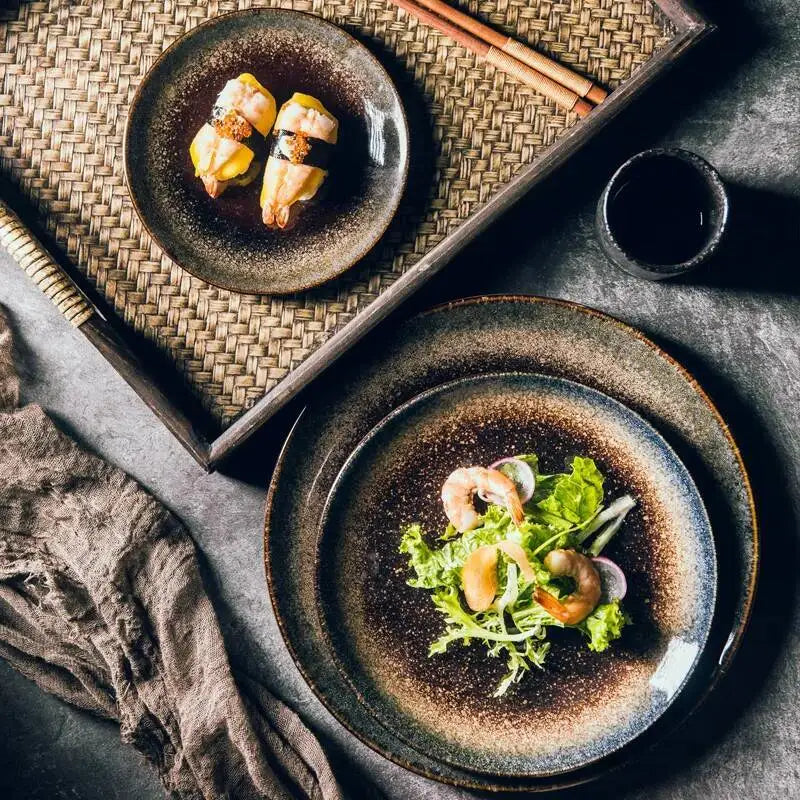 Japanese Ceramic Serving Dinner Plate Western Steak Dishes Trays Tableware Breakfast Dinnerware