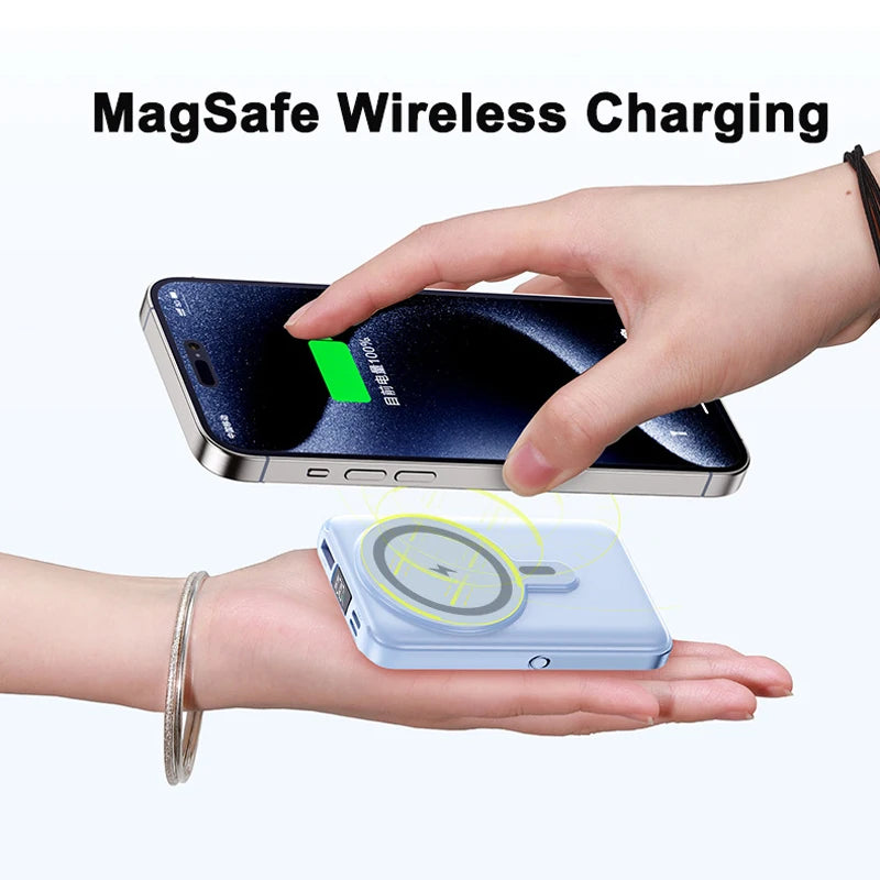 Magnetic Suction Wireless Charger 200000mAh Fast Charge Powerbank Built-in Stand Portable External Battery For Smartphone